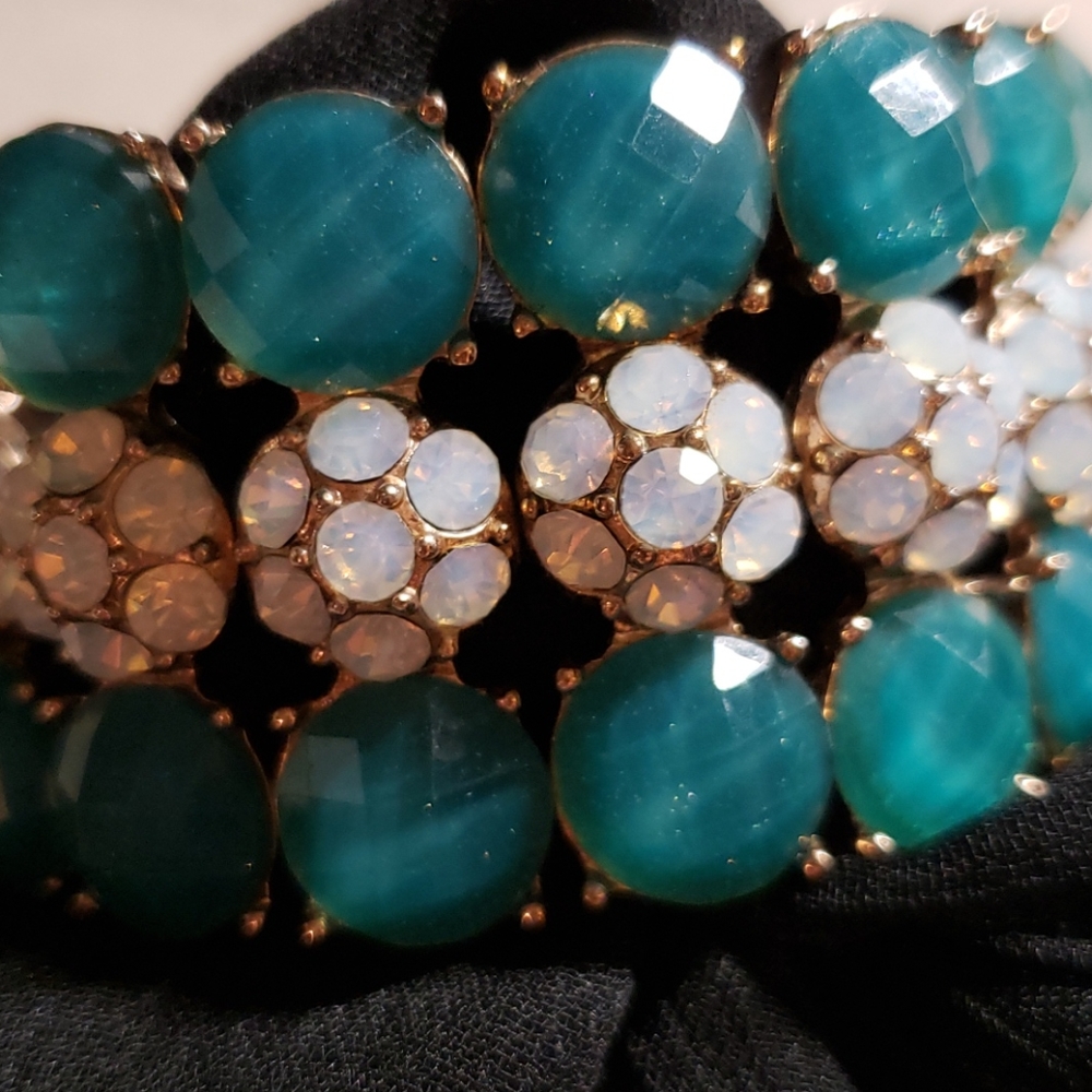 Gold,Aqua and Opal Bracelet